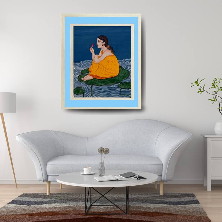 Original Art Deco Women Painting by Kamaldeep Kaur