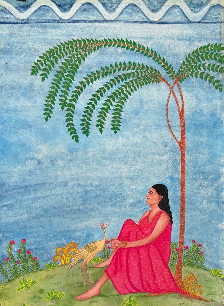 Original Art Deco Women Painting by Kamaldeep Kaur
