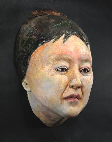 Original Figurative Portrait Sculpture by Helaine Schneider