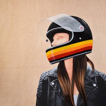 Original Figurative Motorbike Paintings by Marc G Ballve