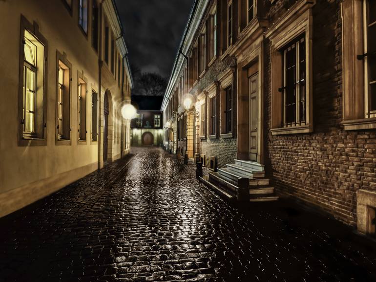 Unpeopled Alleyway In Night After Rain Photography By Seyjo Seyjo Saatchi Art