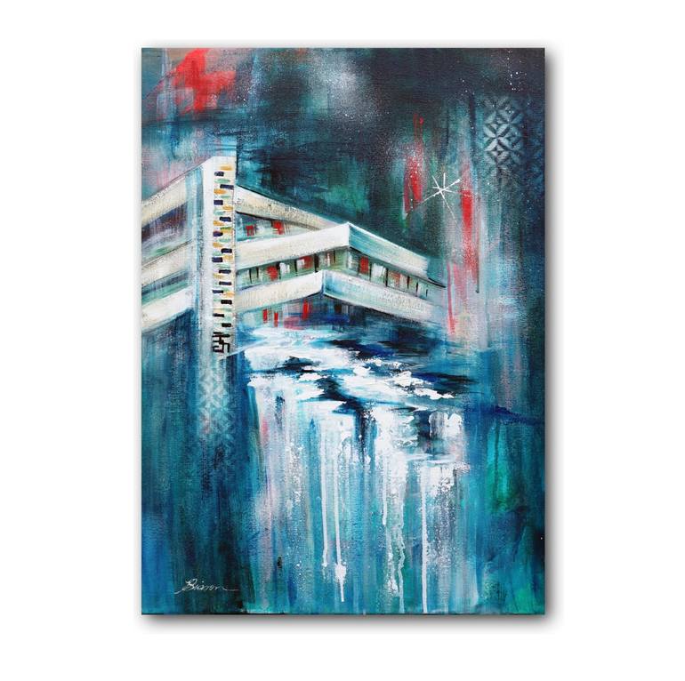 Original Abstract Architecture Painting by Angela Bisson