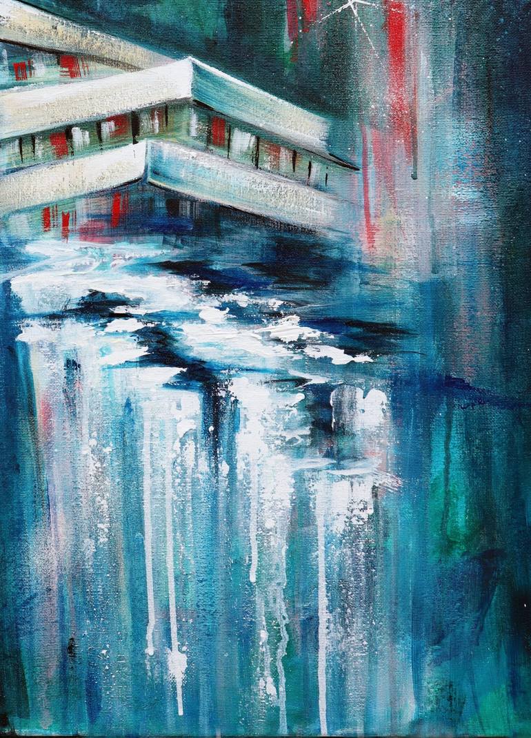 Original Abstract Architecture Painting by Angela Bisson