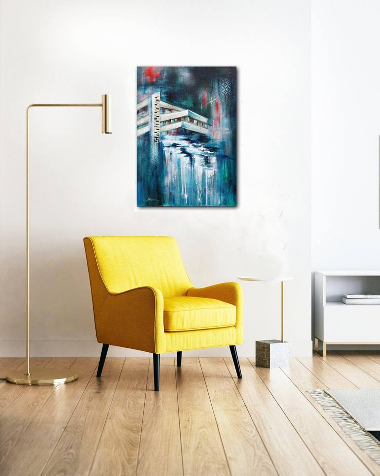 Original Abstract Architecture Painting by Angela Bisson