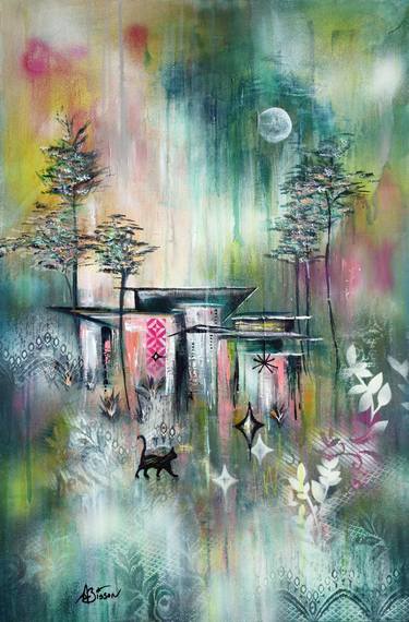 Original Abstract Architecture Mixed Media by Angela Bisson