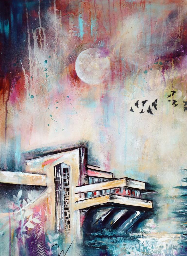 Original Abstract Architecture Painting by Angela Bisson