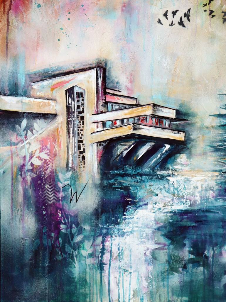 Original Abstract Architecture Painting by Angela Bisson