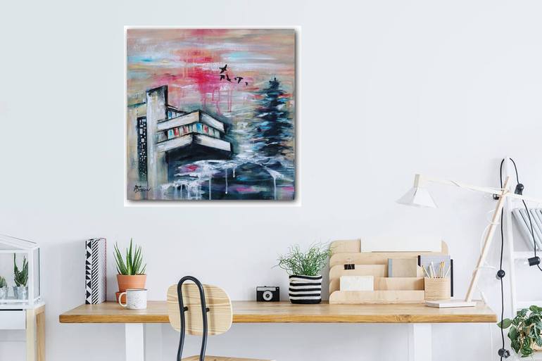 Original Abstract Architecture Painting by Angela Bisson