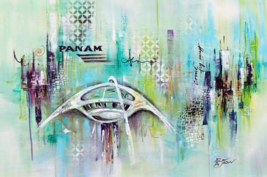 Original Abstract Expressionism Architecture Mixed Media by Angela Bisson