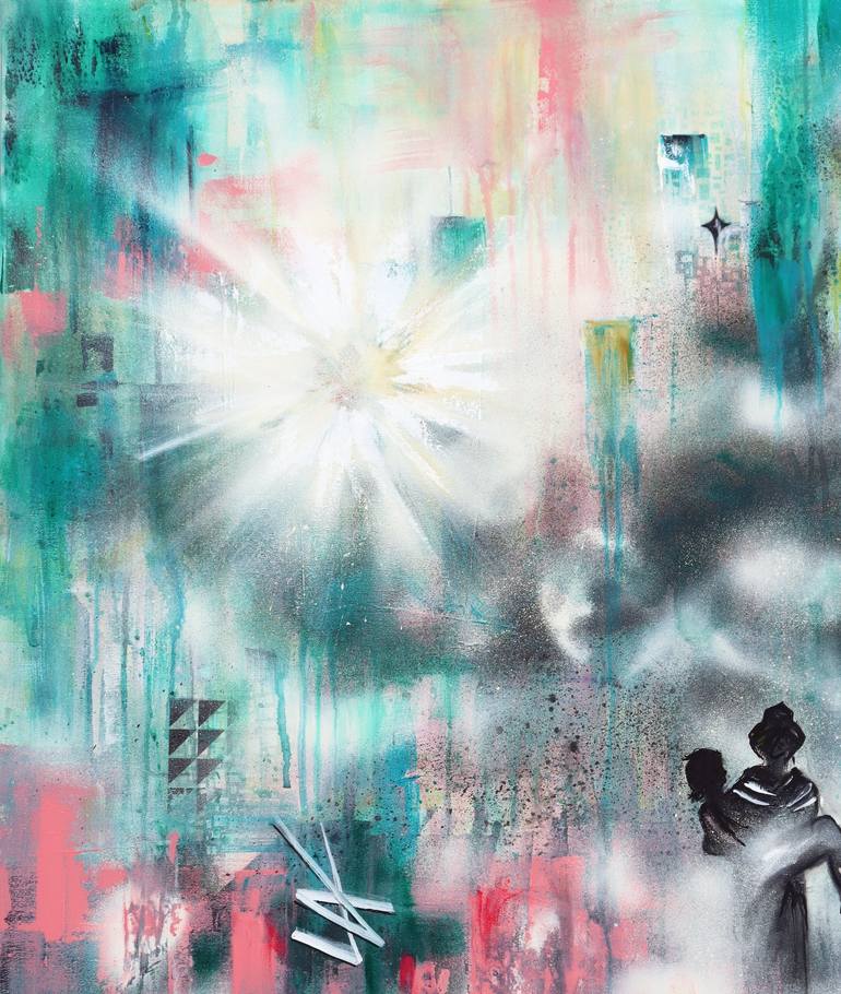 Original Abstract Expressionism Abstract Mixed Media by Angela Bisson