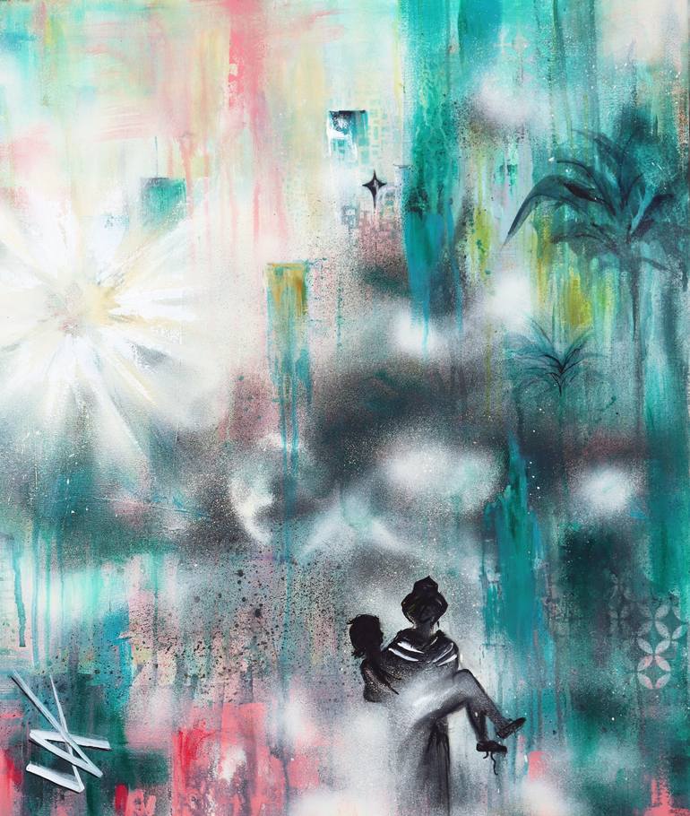 Original Abstract Expressionism Abstract Mixed Media by Angela Bisson