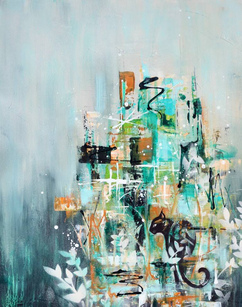 Original Abstract Expressionism Animal Mixed Media by Angela Bisson