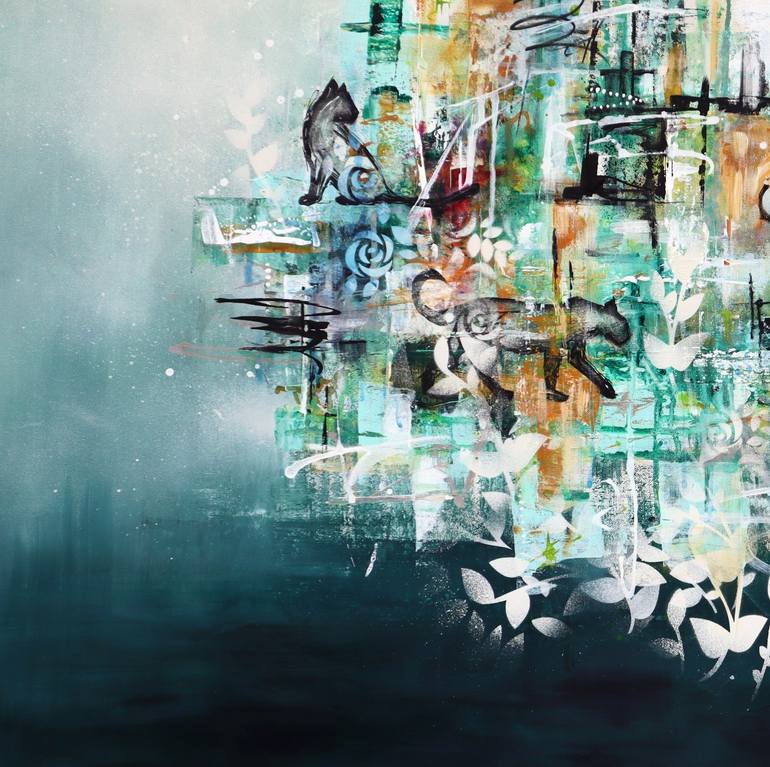 Original Abstract Animal Mixed Media by Angela Bisson