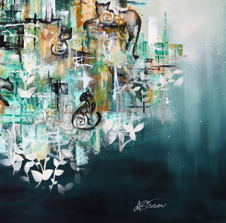Original Abstract Animal Mixed Media by Angela Bisson