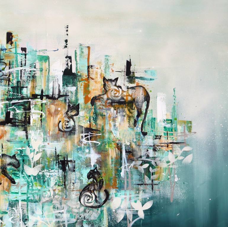 Original Abstract Animal Mixed Media by Angela Bisson