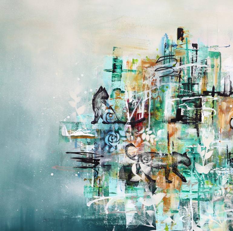 Original Abstract Animal Mixed Media by Angela Bisson