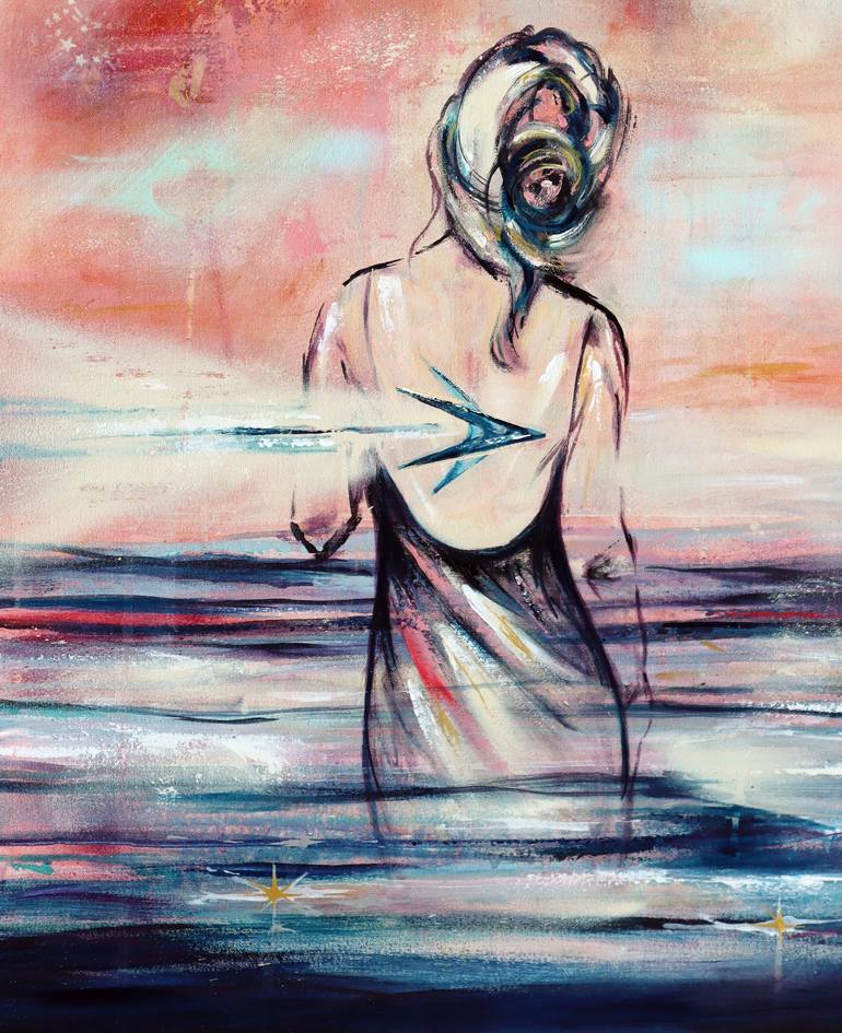 Original Abstract Expressionism Women Mixed Media by Angela Bisson