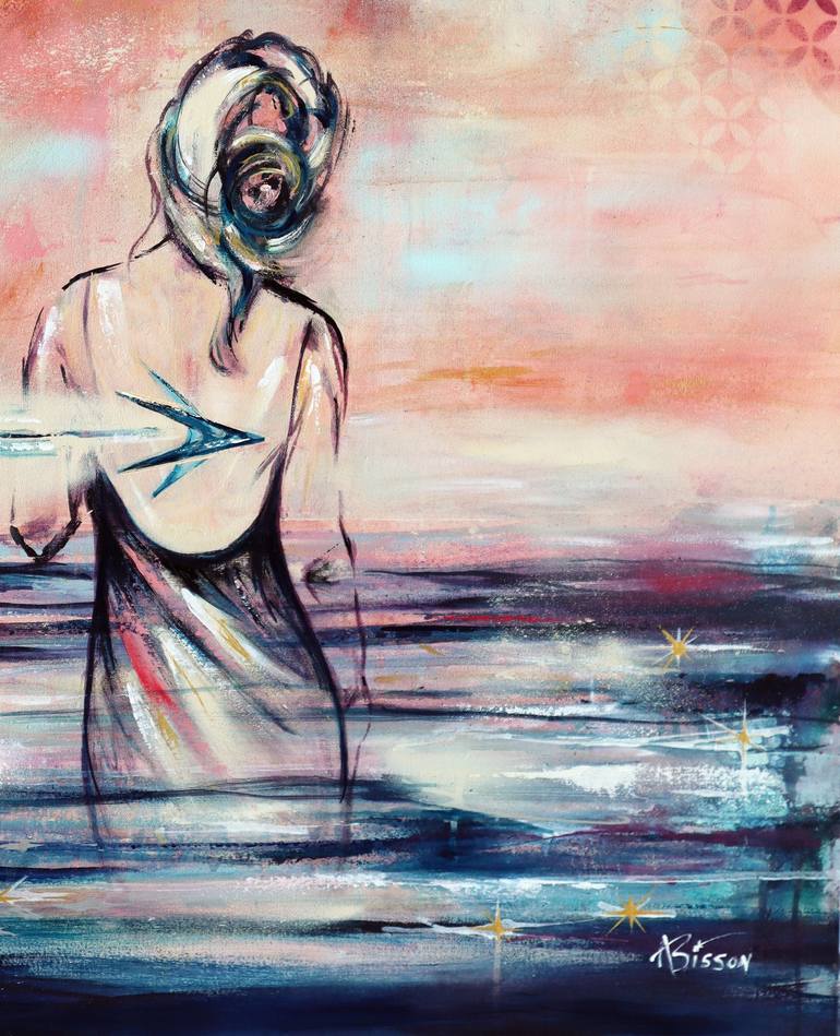 Original Abstract Expressionism Women Mixed Media by Angela Bisson