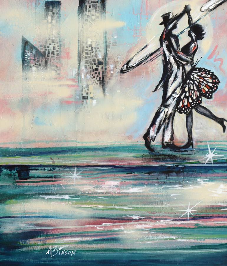 Original Abstract Expressionism Love Mixed Media by Angela Bisson