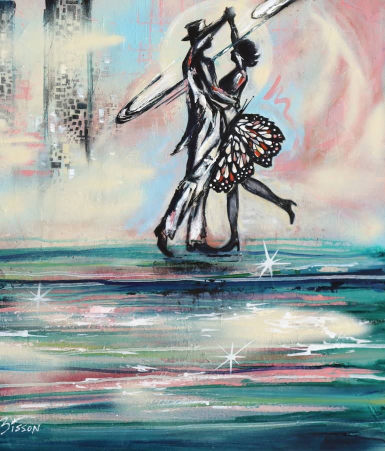 Original Abstract Expressionism Love Mixed Media by Angela Bisson