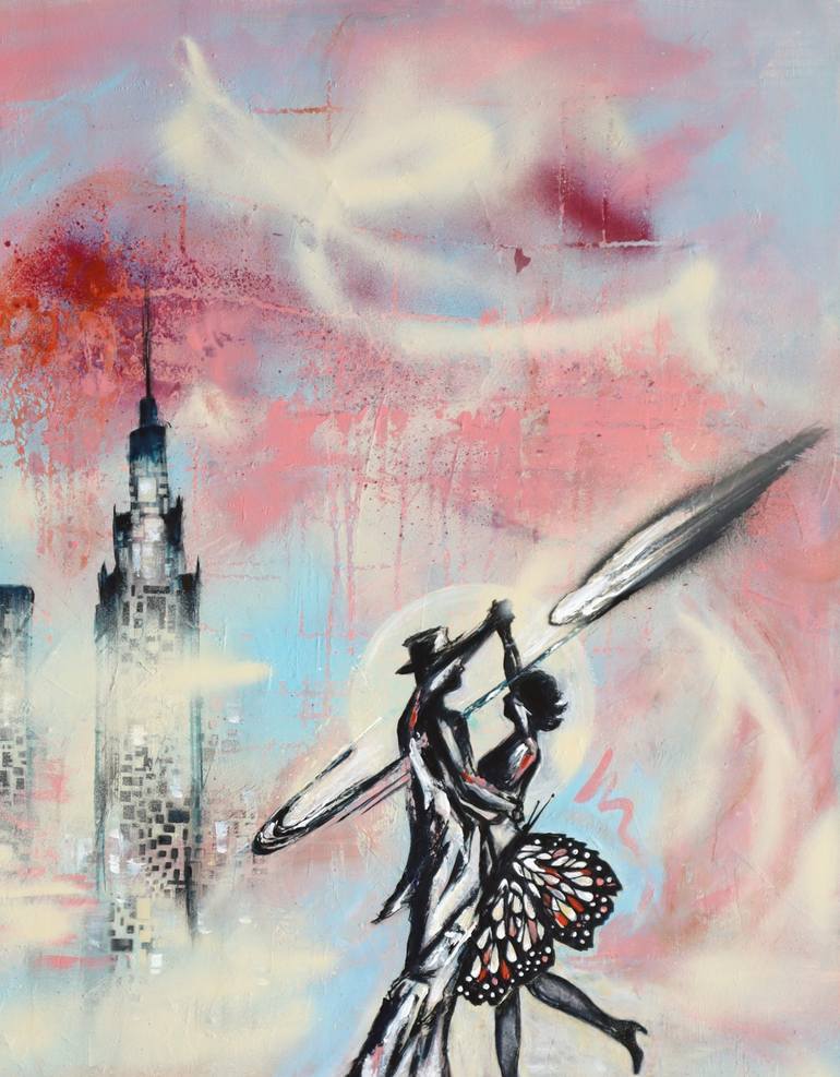 Original Abstract Expressionism Love Mixed Media by Angela Bisson