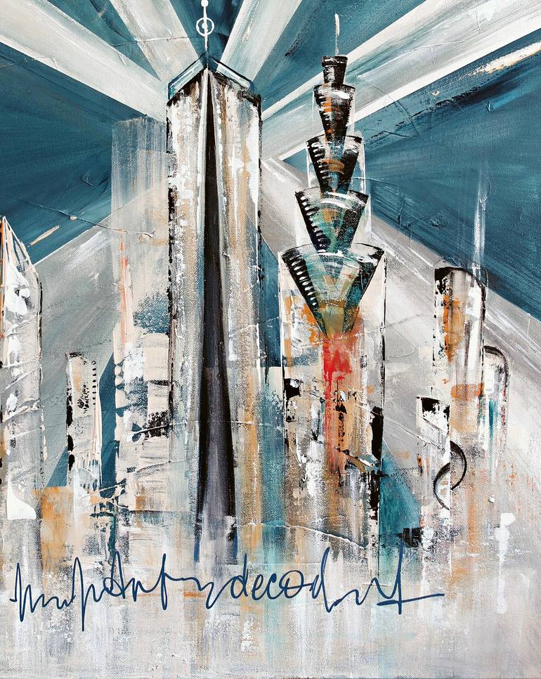 Original Abstract Architecture Painting by Angela Bisson