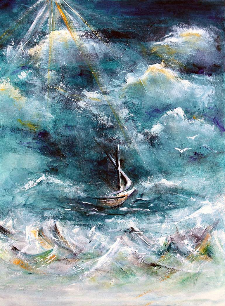 Original Sailboat Painting by Angela Bisson