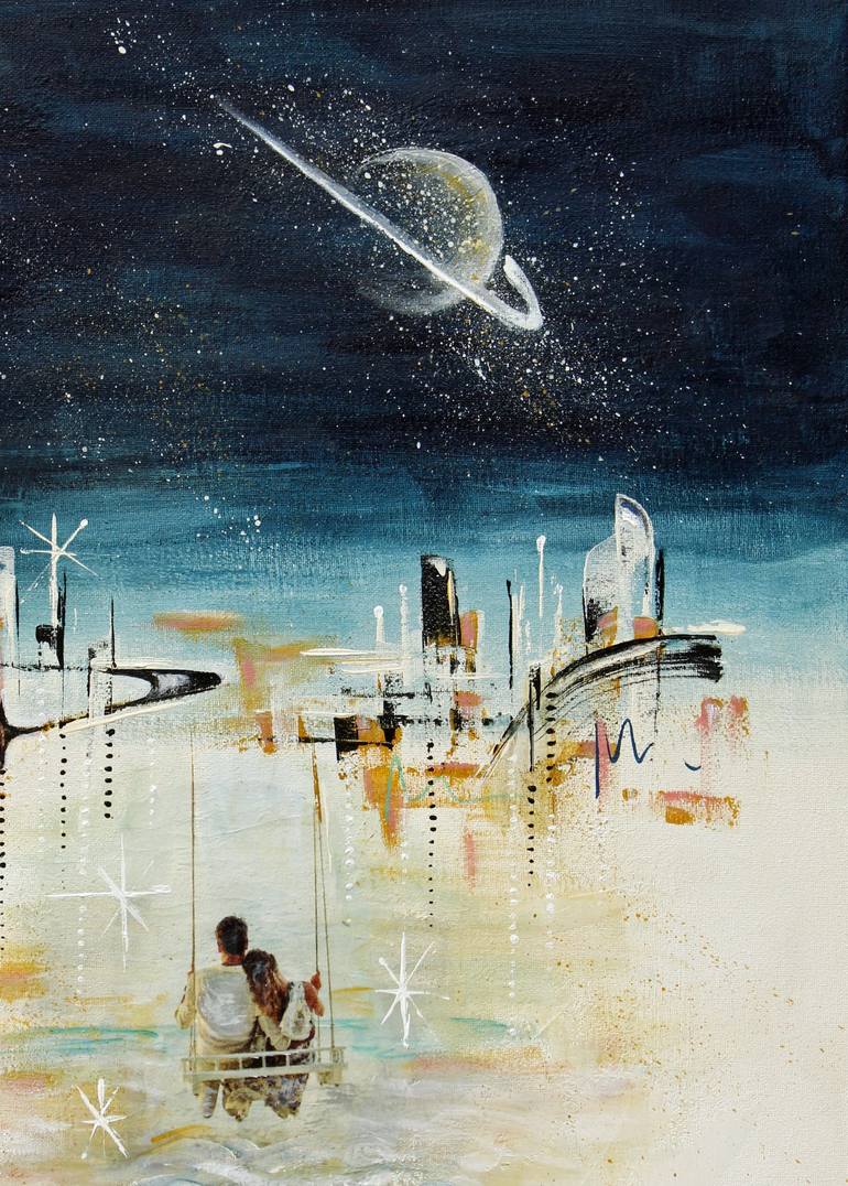 Original Surrealism Outer Space Collage by Angela Bisson