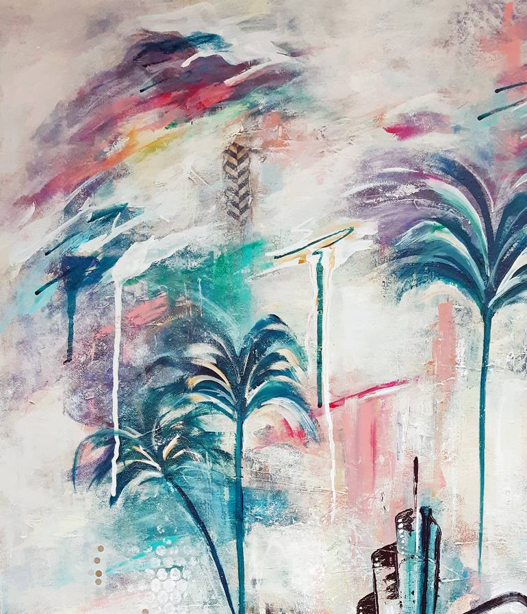 Original Art Deco Abstract Painting by Angela Bisson