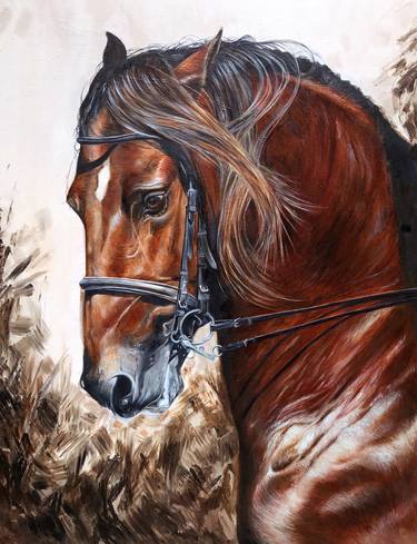 Horse Art- horse head painting- oil painting on canvas thumb