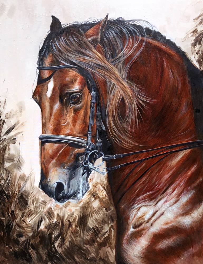 Horse Art- horse head painting- oil painting on canvas Painting by caroline towning | Saatchi Art