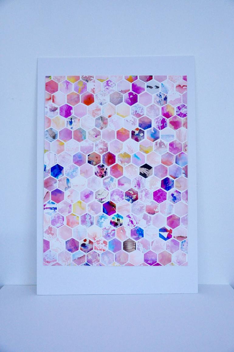 Original Folk Abstract Collage by Jennifer Wojinski