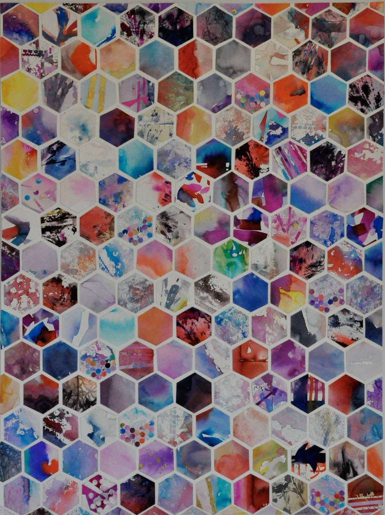 Original Abstract Geometric Collage by Jennifer Wojinski