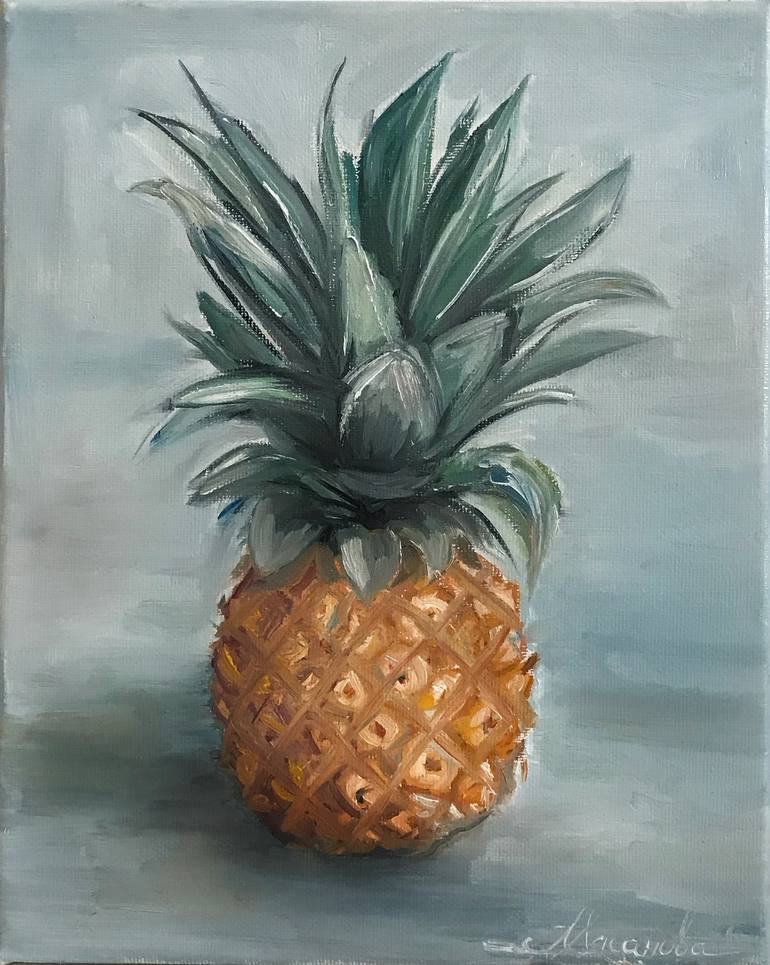 3dRose Lens Art by Florene T-Shirts Image of Still Life of Gold Cat and Pineapple Pineapple and Beach Art 