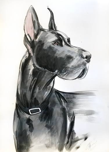 Print of Realism Dogs Paintings by Leysan Khasan