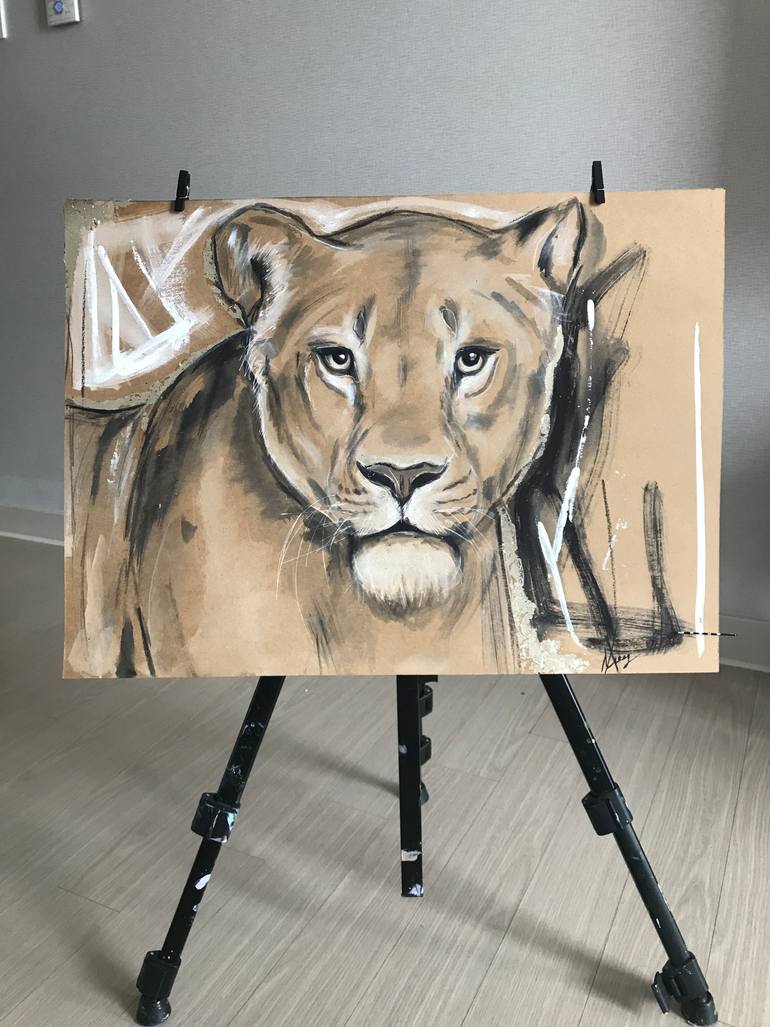 Original Art Deco Animal Painting by Leysan Khasan