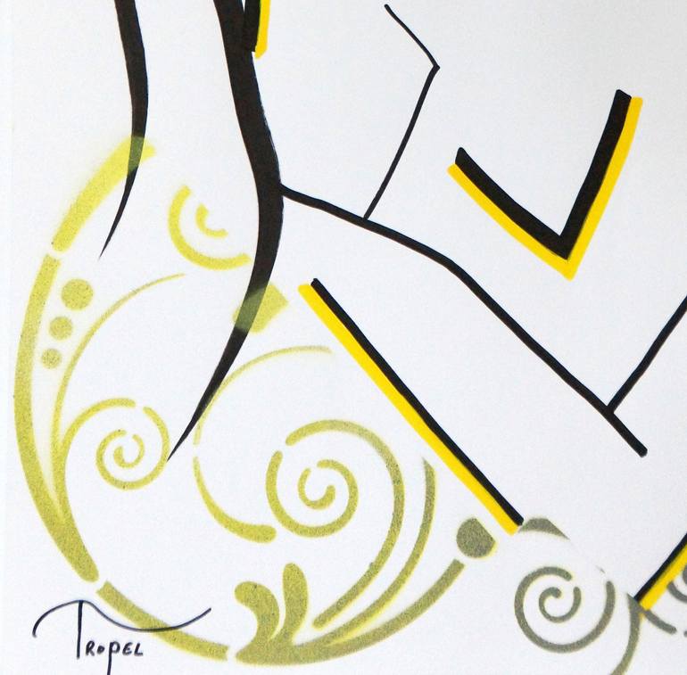 Original Cubism People Drawing by Tropel Art