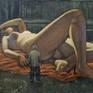 This is the painting, "Go Ask Alice," oil on canvas, 30x 40 inches.