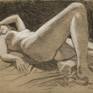 This is the drawing I did that night. Kayla, 2013, pencil & white charcoal on tan paper, 9 x 12 inches.