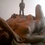 And this is the terracotta sculpture, 14 x 12 x 5 inches.(That's my dog Tizzy, equally amazed.)