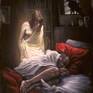 I did this painting of "Death Waking Time" in 1998, oil on wood panel, 42 x 27 inches (private collection, Atlanta, GA.)