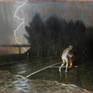 And the painting: "Flash Flood," 2002, oil on linen, 36 x 48 inches (private collection).