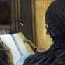 This one of the paintings I made of this image: "Sleep Reading," 2012, oil on canvas, 16 x 20 inches.