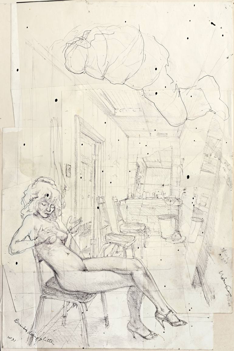 Original Figurative Erotic Drawing by Warren Criswell