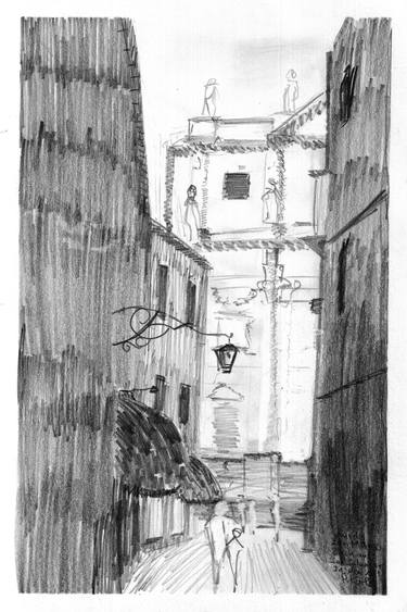 Alley with view on church St Salvador, San Marco, Venice thumb