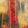 A stunning abstract in red cram, brown and yellow. Beautifully textured and vibrant, it will add a splash of colour in the dining room, lounge or bedroom. Or it can be that smart piece to liven up your office. Painting continues around the deep edges of the canvas giving a very contemporary style although it can be framed if you wish. I prepare all my paintings for shipping very carefully with bubble foil and polystyrene sheets, in a cardboard box.