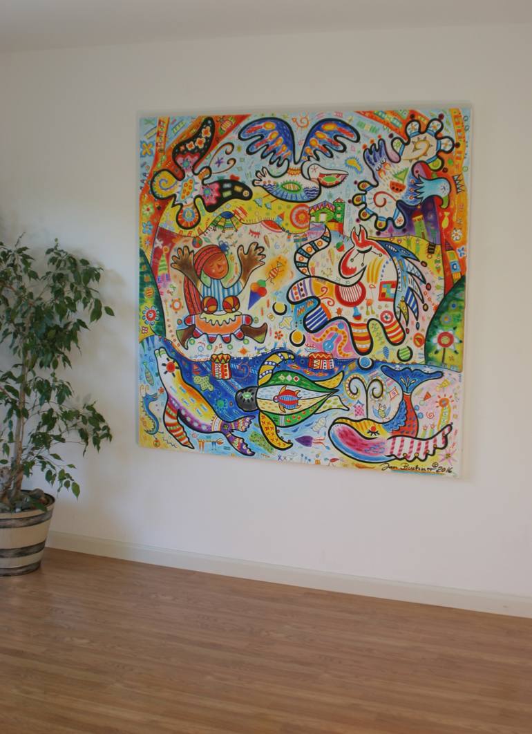 Original Abstract Expressionism People Painting by Jan Buchner