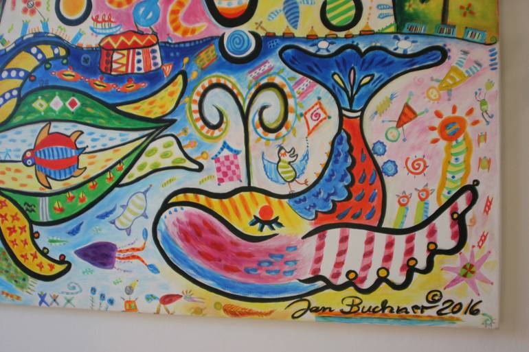 Original Abstract Expressionism People Painting by Jan Buchner