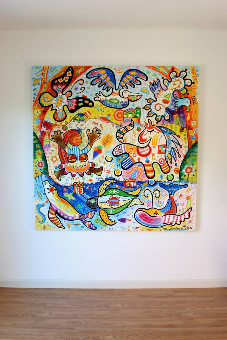 Original Abstract Expressionism People Painting by Jan Buchner