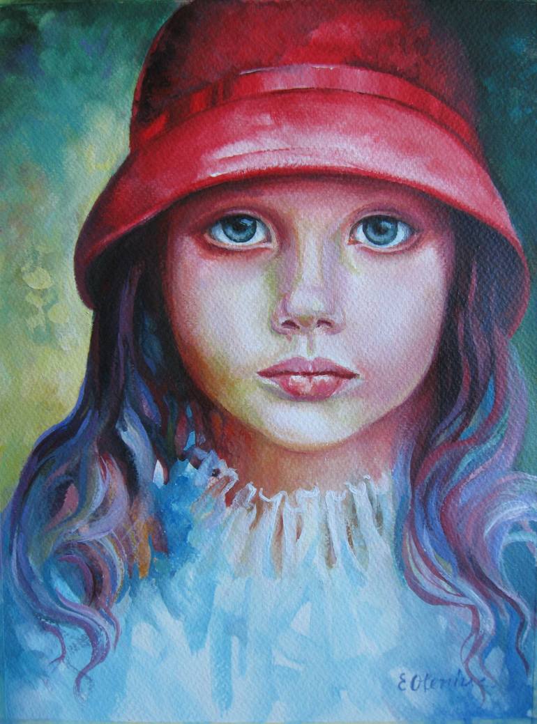 Red hat (SOLD) Painting by Elena Oleniuc | Saatchi Art